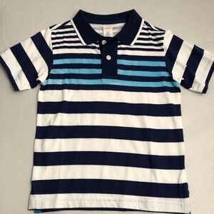 Gymboree blue turquoise and white striped short sleeve polo shirt